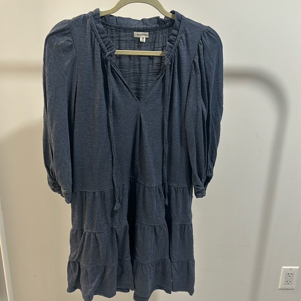 MaxStudio | Women's 3/4 Sleeve Tiered Boho Shift Mini Dress